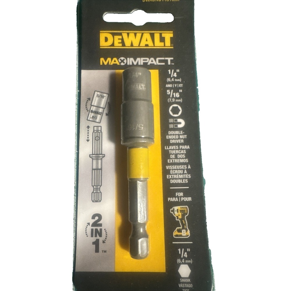 DeWALT MAX Impact Double Ended Magnetic Nut Driver (1/4" & 5/16") 2 In 1 NEW